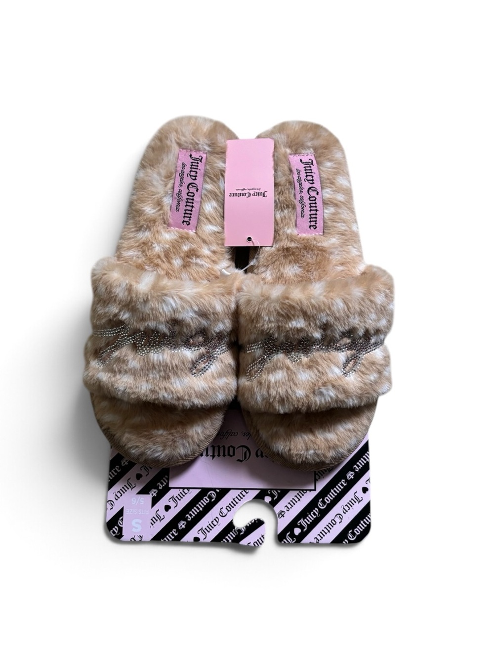 Juicy Couture Y2K Faux Fur Slippers Size 5-6